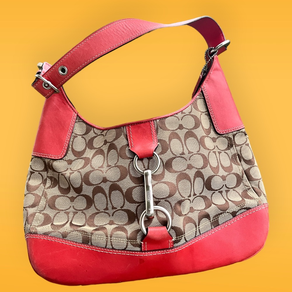 Coach Red and Brown Shoulder Bag